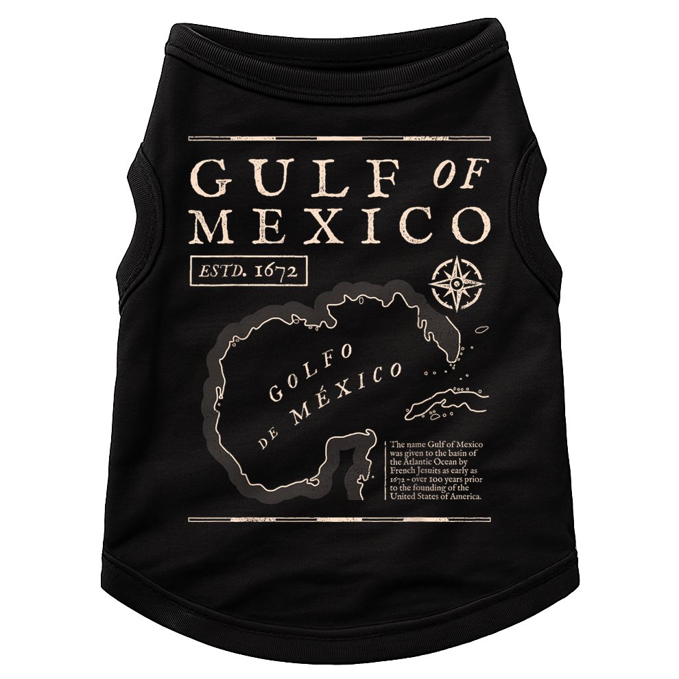 Gulf Of Mexico 1672 Historic Map Doggie Tank