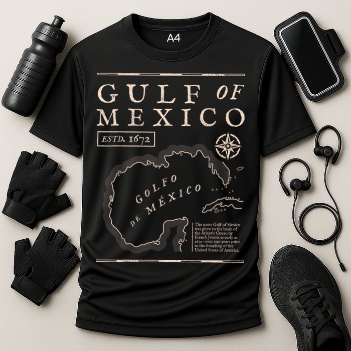 Gulf Of Mexico 1672 Historic Map Cooling Performance Crew T-Shirt