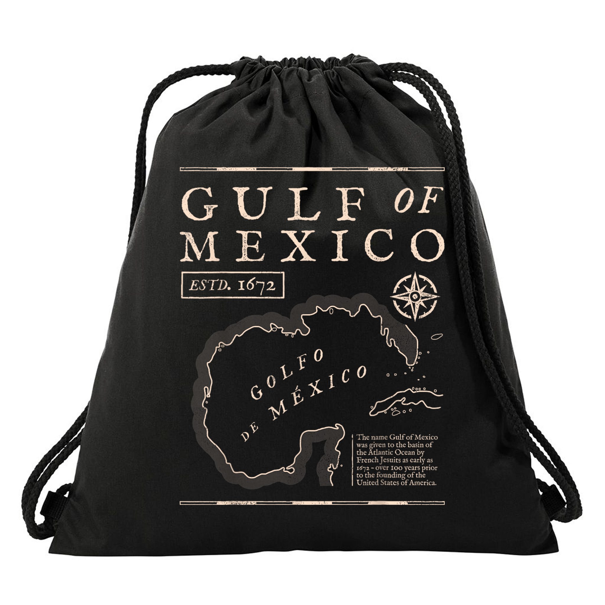 Gulf Of Mexico 1672 Historic Map Drawstring Bag