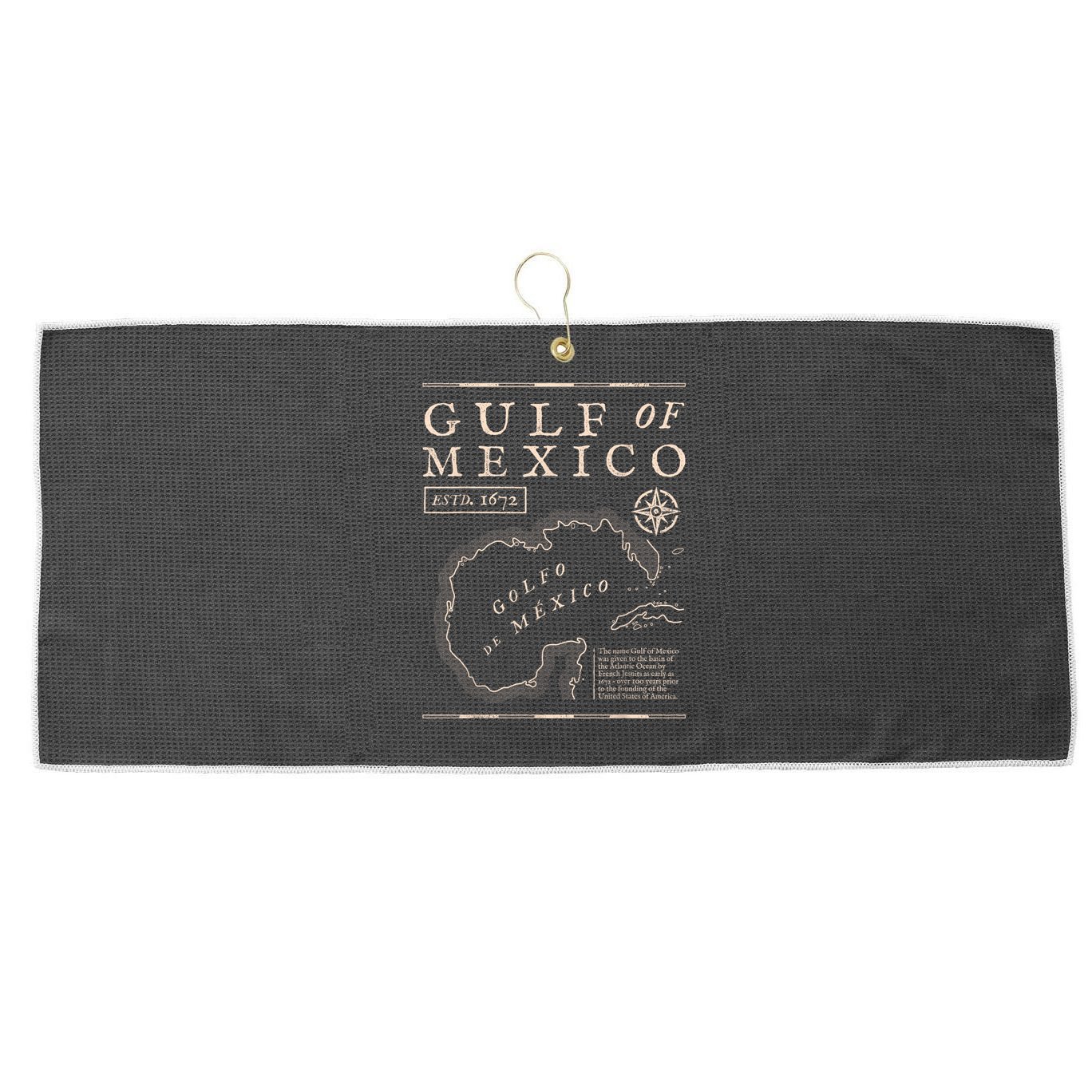 Gulf Of Mexico 1672 Historic Map Large Microfiber Waffle Golf Towel