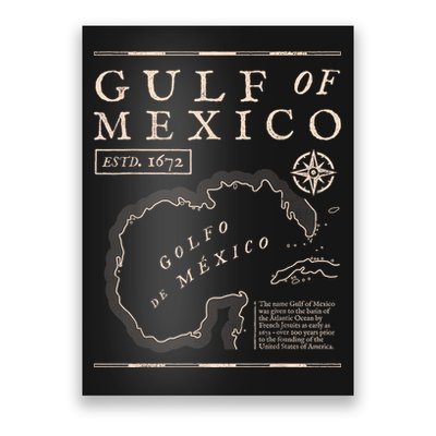 Gulf Of Mexico 1672 Historic Map Poster