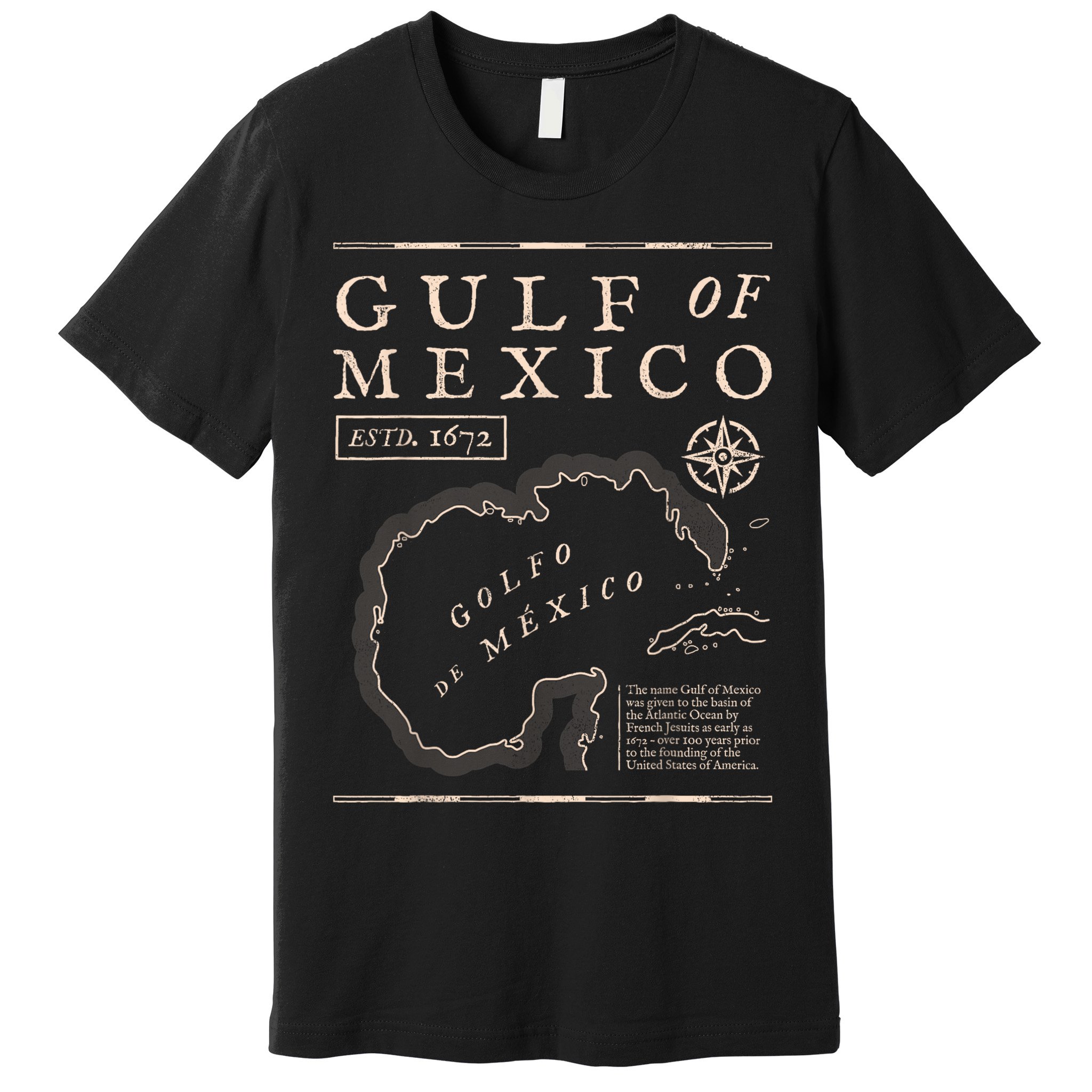Gulf Of Mexico 1672 Historic Map Premium T-Shirt