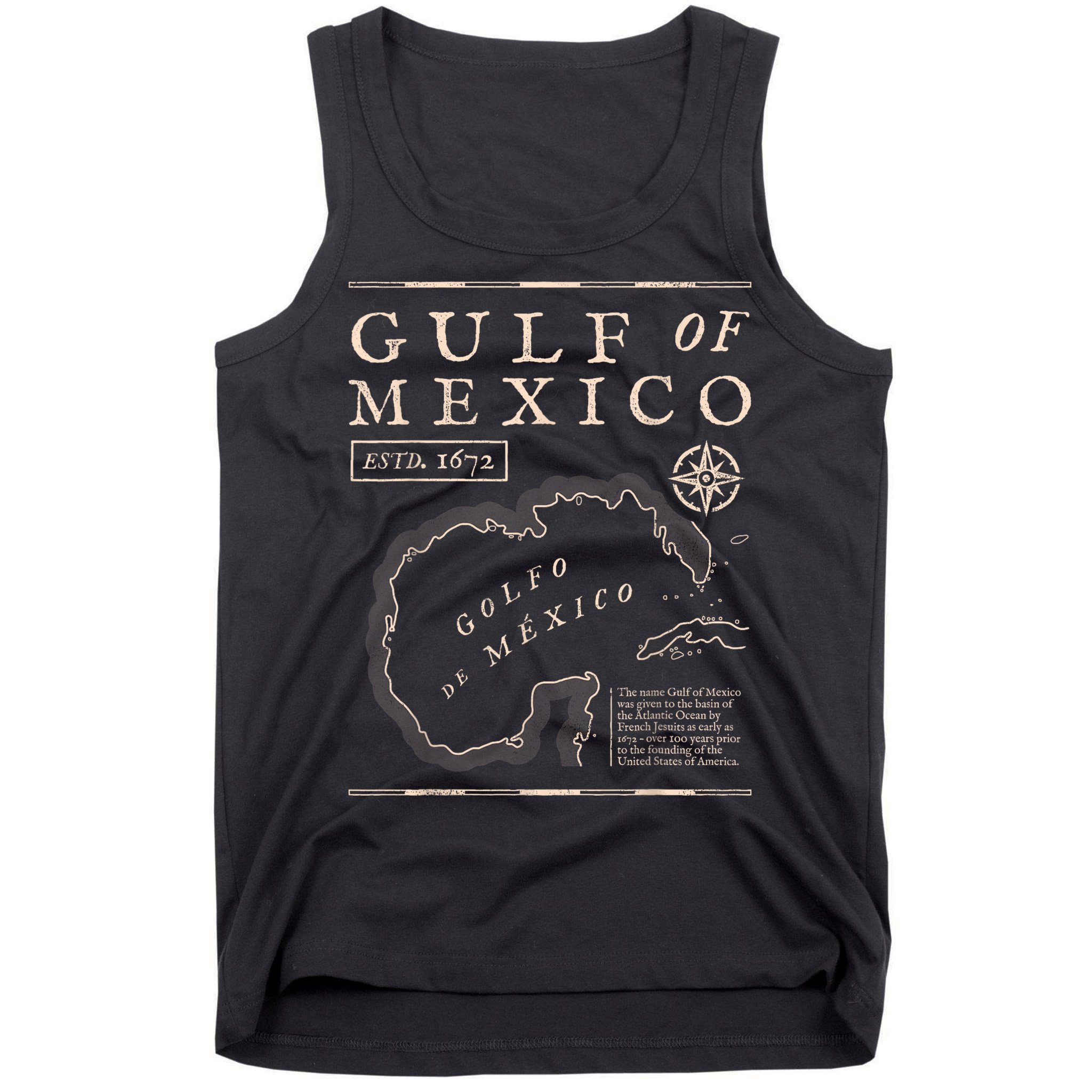 Gulf Of Mexico 1672 Historic Map Tank Top