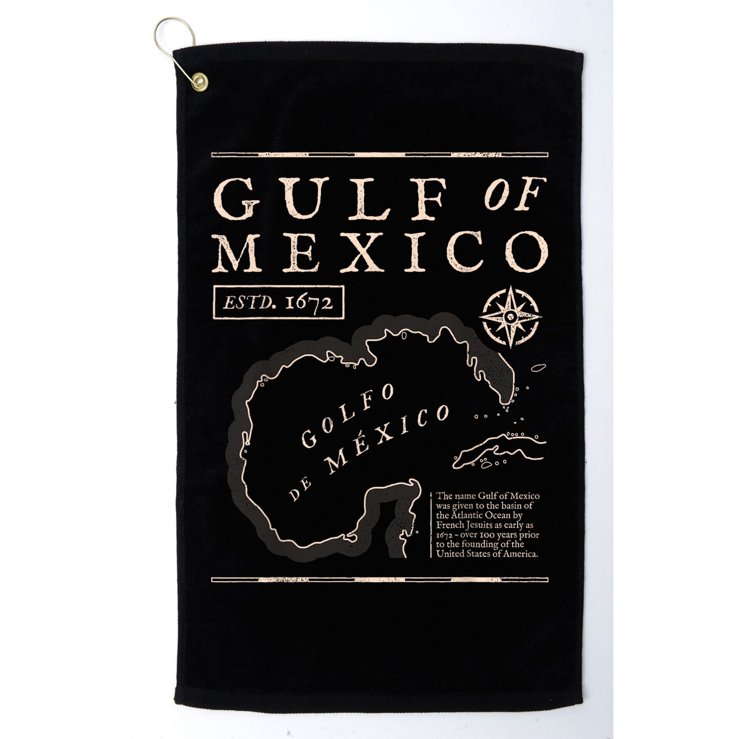 Gulf Of Mexico 1672 Historic Map Golf Towel