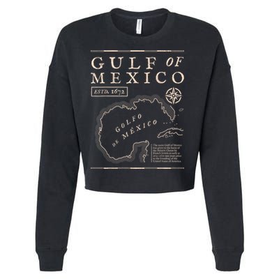 Gulf Of Mexico 1672 Historic Map Cropped Pullover Crew