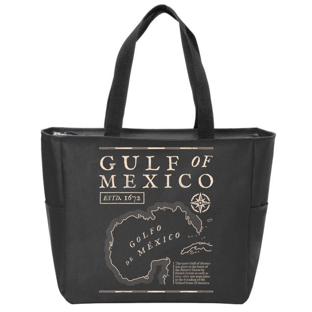 Gulf Of Mexico 1672 Historic Map Zip Tote Bag