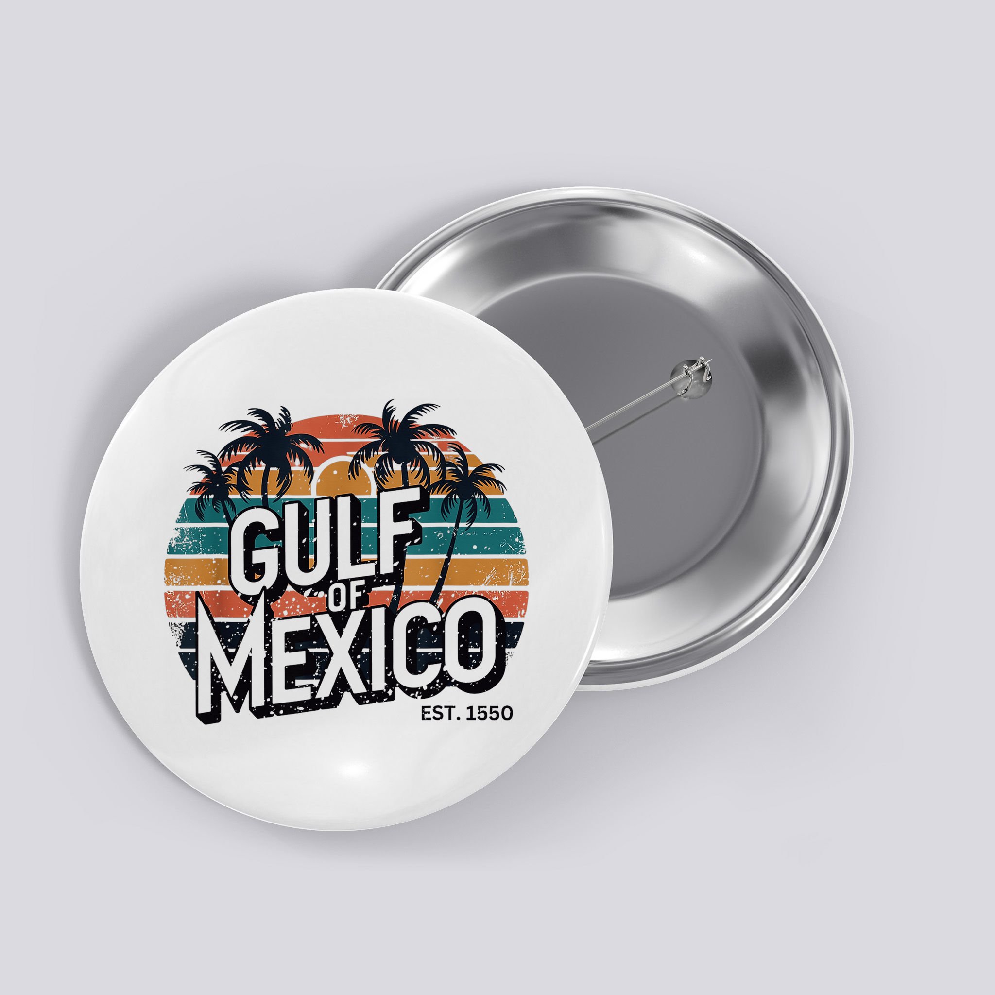 Gulf Of Mexico Est 1550 Retro Vintage Beach Button