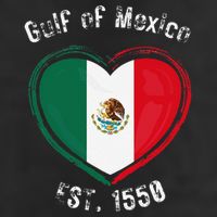 Gulf Of Mexico Written In Distressed Font Mexican Pride 7 Panel Mesh Trucker Snapback Hat