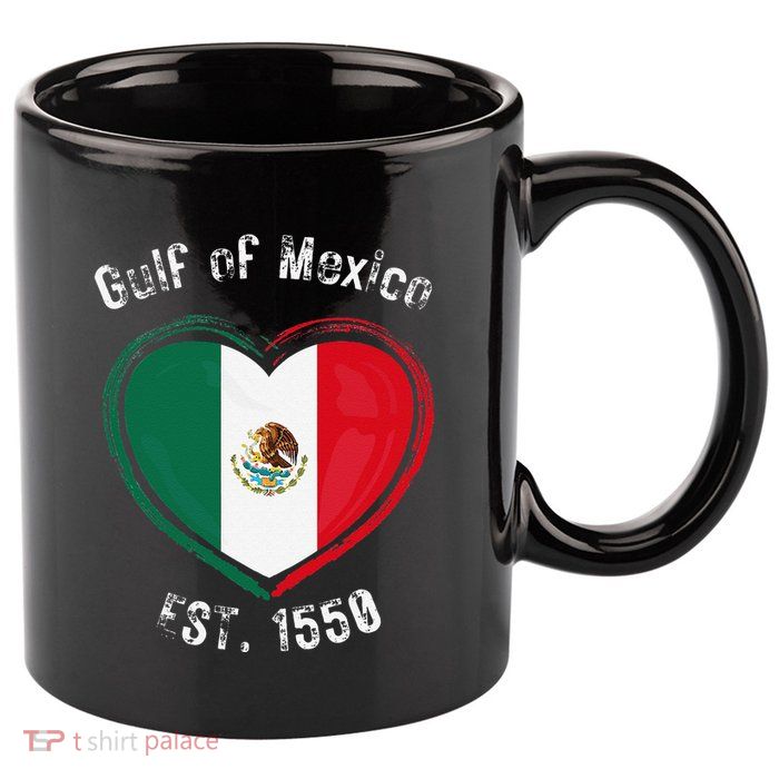 Gulf Of Mexico Written In Distressed Font Mexican Pride 11oz C Handle Ceramic Mug