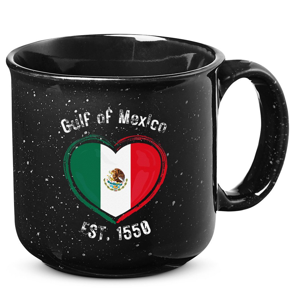 Gulf Of Mexico Written In Distressed Font Mexican Pride 15oz Campfire Ceramic Mug