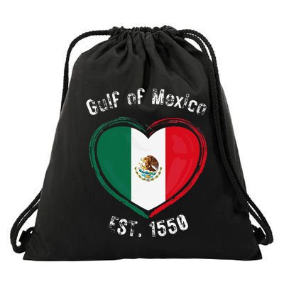 Gulf Of Mexico Written In Distressed Font Mexican Pride Drawstring Bag