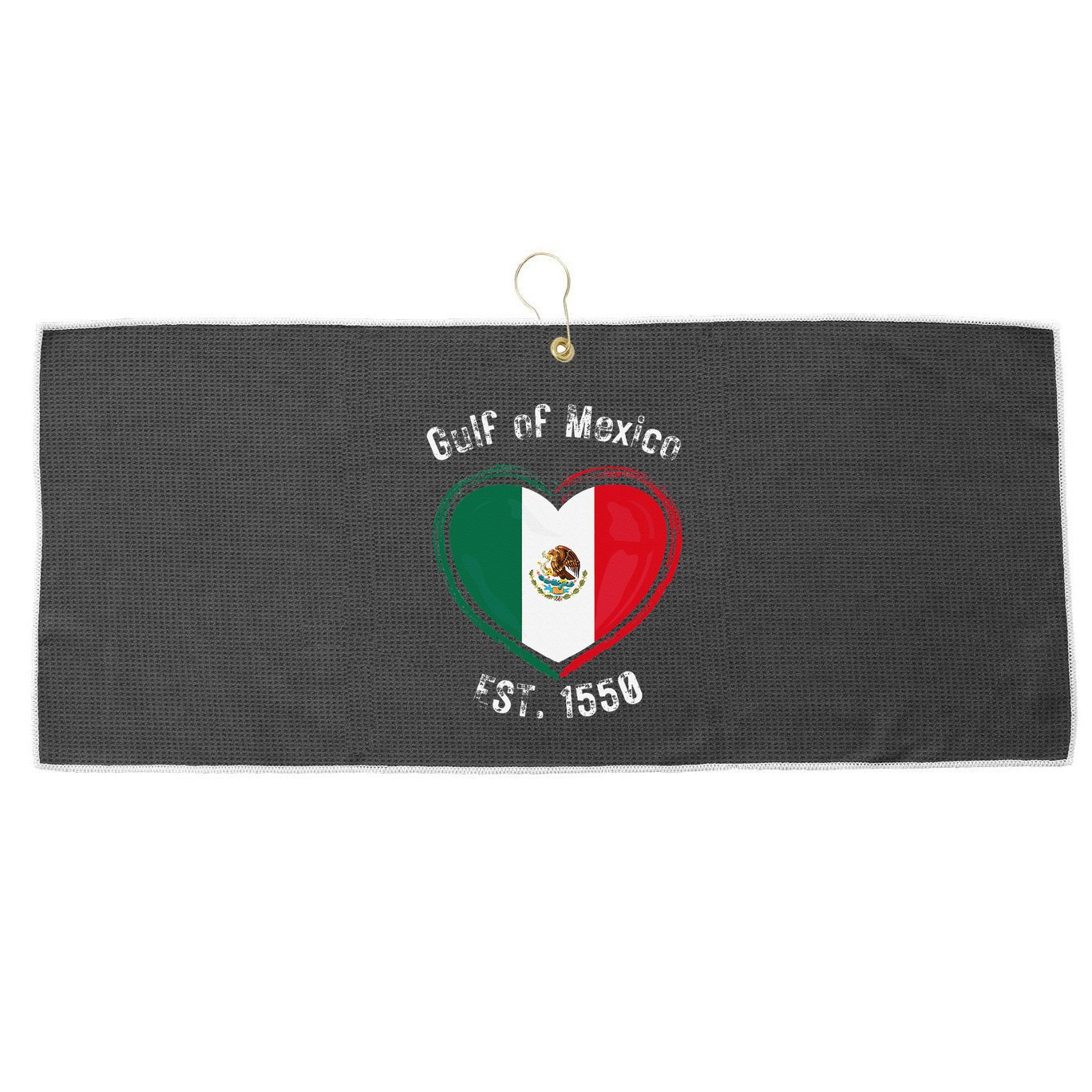 Gulf Of Mexico Written In Distressed Font Mexican Pride Large Microfiber Waffle Golf Towel