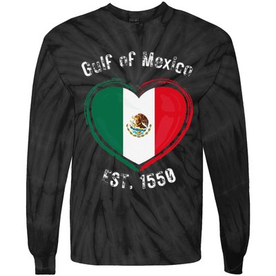 Gulf Of Mexico Written In Distressed Font Mexican Pride Tie-Dye Long Sleeve Shirt