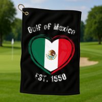 Gulf Of Mexico Written In Distressed Font Mexican Pride Golf Towel