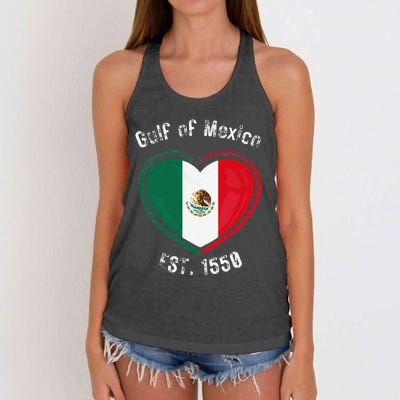 Gulf Of Mexico Written In Distressed Font Mexican Pride Women's Knotted Racerback Tank