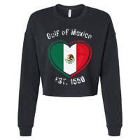 Gulf Of Mexico Written In Distressed Font Mexican Pride Cropped Pullover Crew