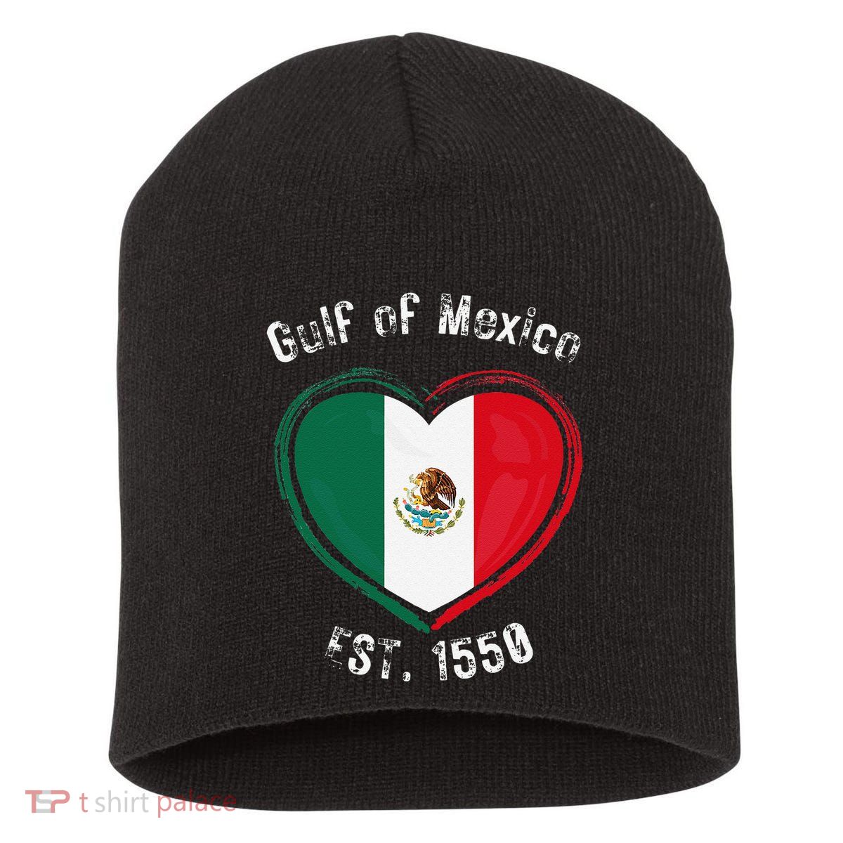Gulf Of Mexico Written In Distressed Font Mexican Pride Short Acrylic Beanie