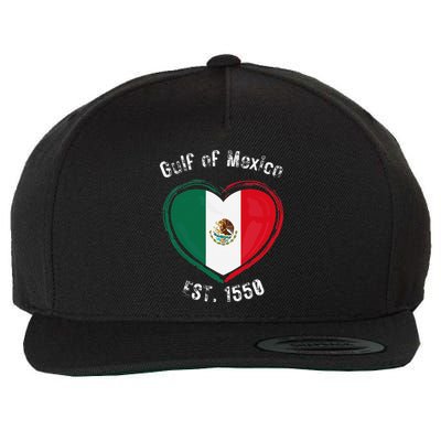 Gulf Of Mexico Written In Distressed Font Mexican Pride Wool Snapback Cap