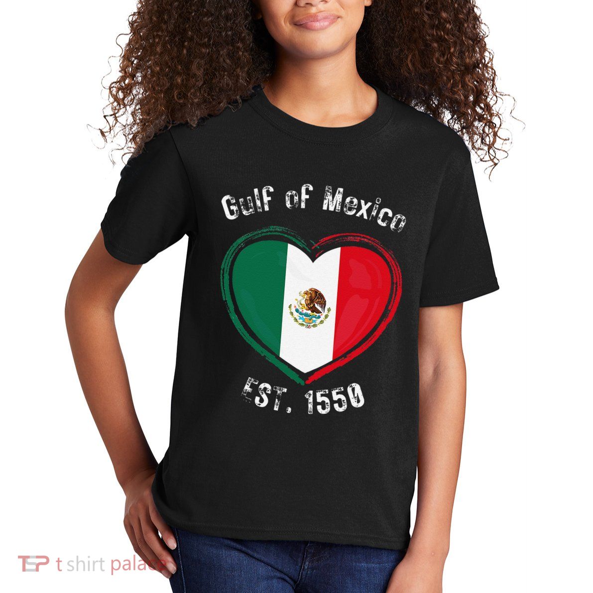 Gulf Of Mexico Written In Distressed Font Mexican Pride Kids T-Shirt
