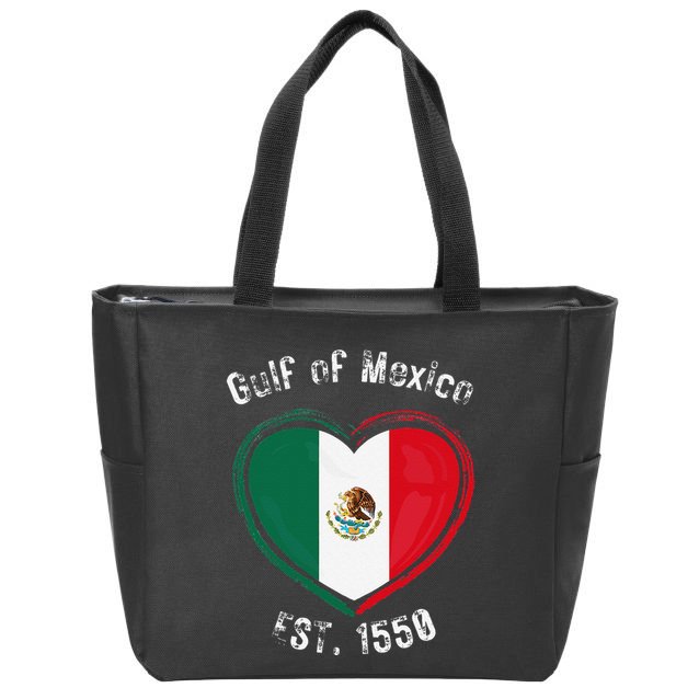 Gulf Of Mexico Written In Distressed Font Mexican Pride Zip Tote Bag
