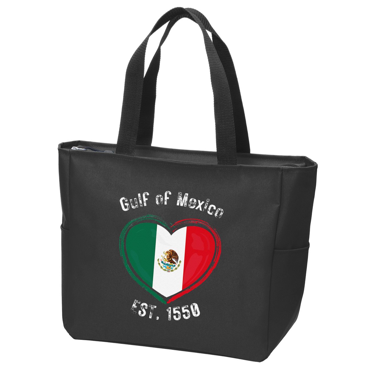 Gulf Of Mexico Written In Distressed Font Mexican Pride Zip Tote Bag