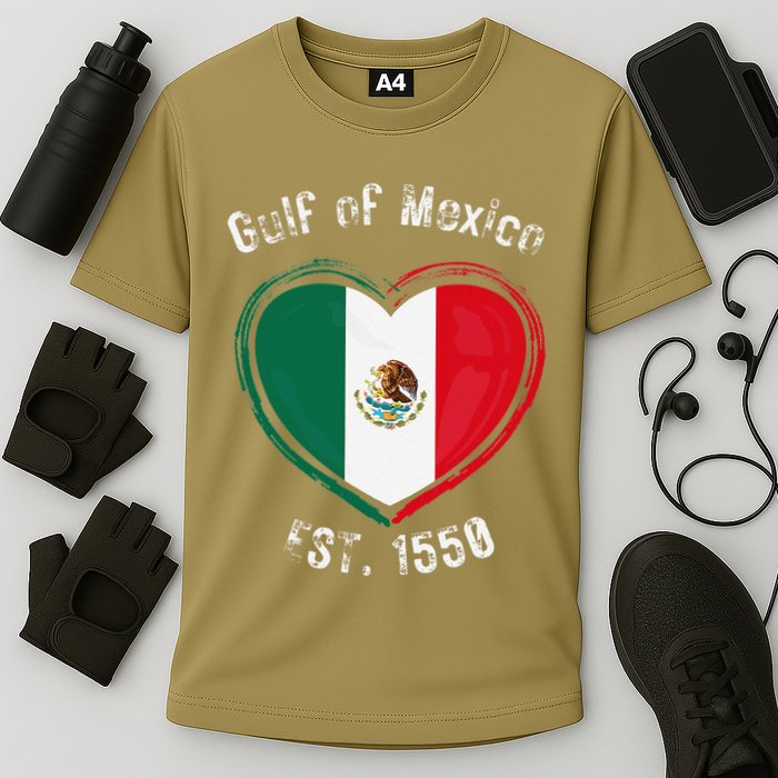 Gulf Of Mexico Written In Distressed Font Mexican Pride Cooling Performance Crew T-Shirt