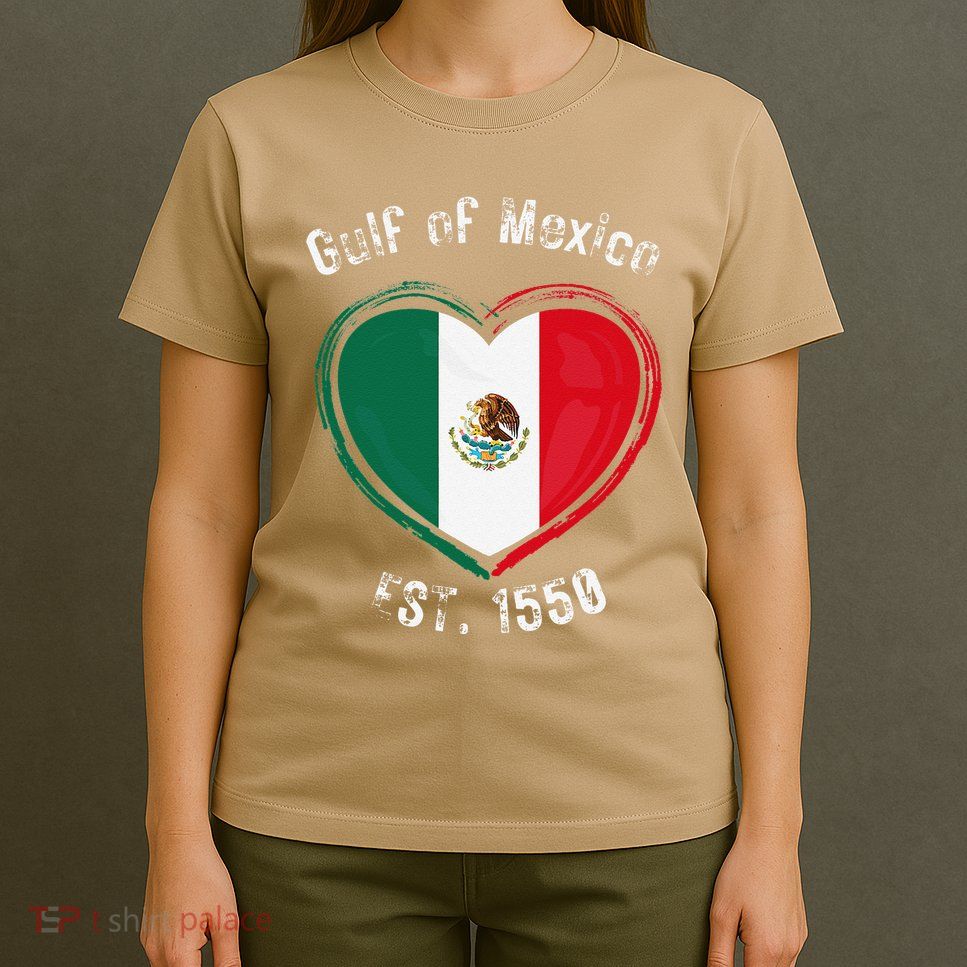 Gulf Of Mexico Written In Distressed Font Mexican Pride T-Shirt