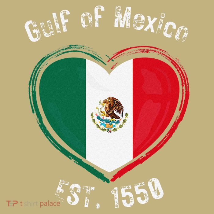Gulf Of Mexico Written In Distressed Font Mexican Pride T-Shirt