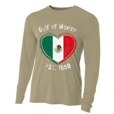 Gulf Of Mexico Written In Distressed Font Mexican Pride Cooling Performance Long Sleeve Crew