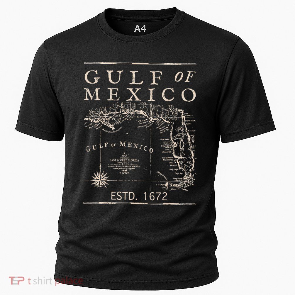 Gulf Of Mexico Since 1672 Historic Map Retro Gulf Beach Performance Shirt