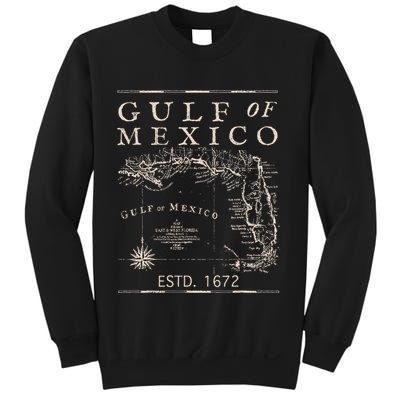 Gulf Of Mexico Since 1672 Historic Map Retro Gulf Beach Sweatshirt