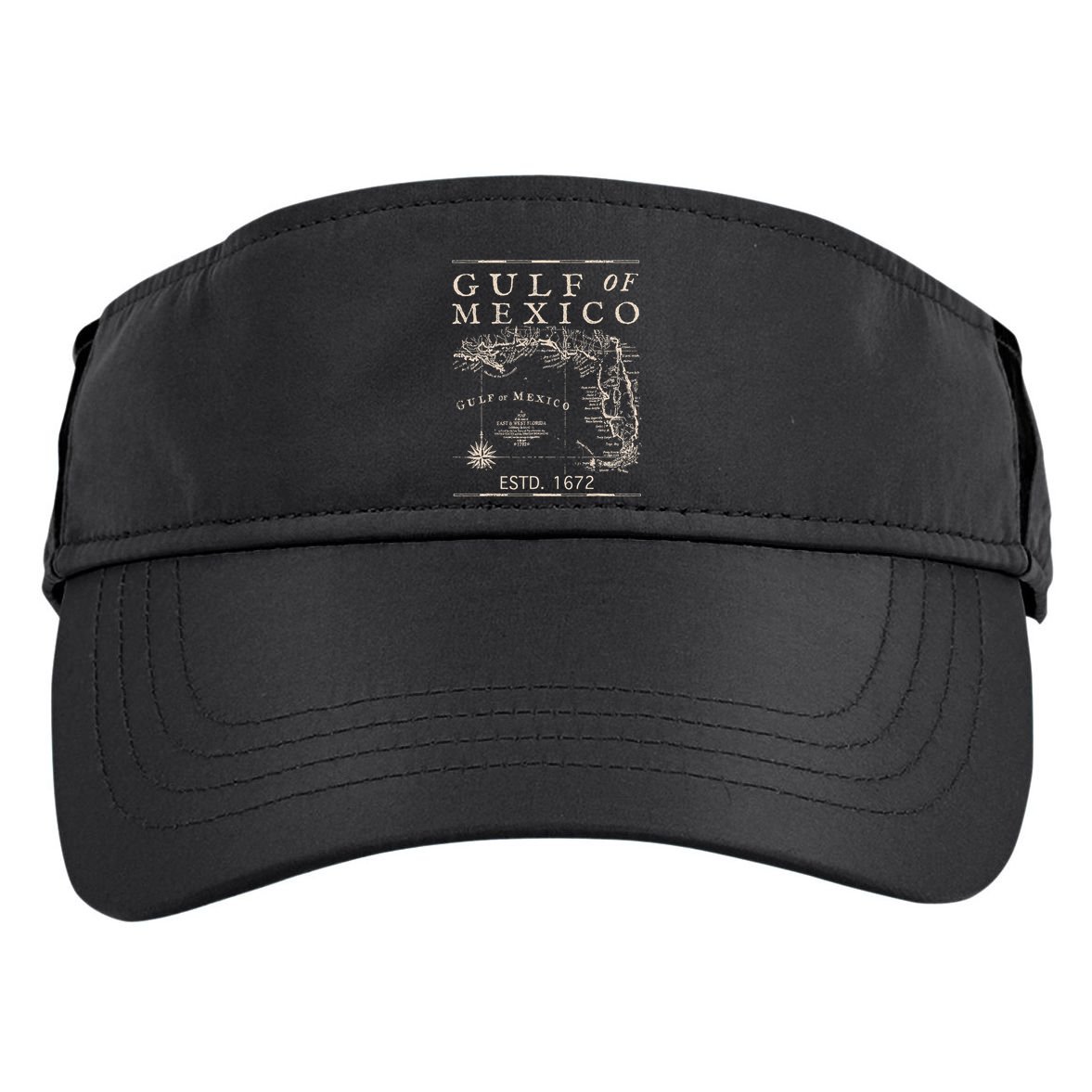 Gulf Of Mexico Since 1672 Historic Map Retro Gulf Beach Adult Drive Performance Visor