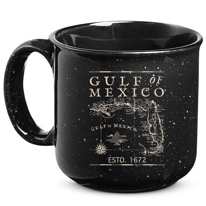 Gulf Of Mexico Since 1672 Historic Map Retro Gulf Beach 15oz Campfire Ceramic Mug