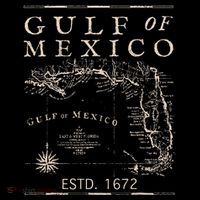 Gulf Of Mexico Since 1672 Historic Map Retro Gulf Beach Flatbill Hat