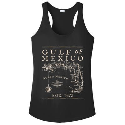 Gulf Of Mexico Since 1672 Historic Map Retro Gulf Beach Ladies PosiCharge Competitor Racerback Tank