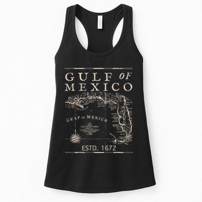 Gulf Of Mexico Since 1672 Historic Map Retro Gulf Beach Womens Tank Top