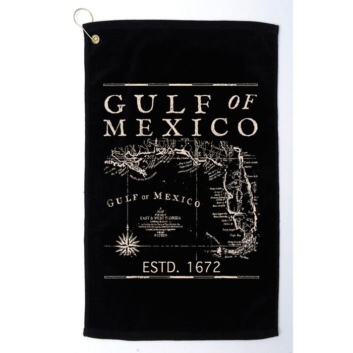 Gulf Of Mexico Since 1672 Historic Map Retro Gulf Beach Golf Towel