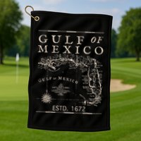 Gulf Of Mexico Since 1672 Historic Map Retro Gulf Beach Golf Towel