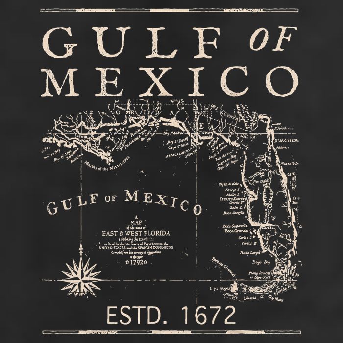 Gulf Of Mexico Since 1672 Historic Map Retro Gulf Beach Golf Towel