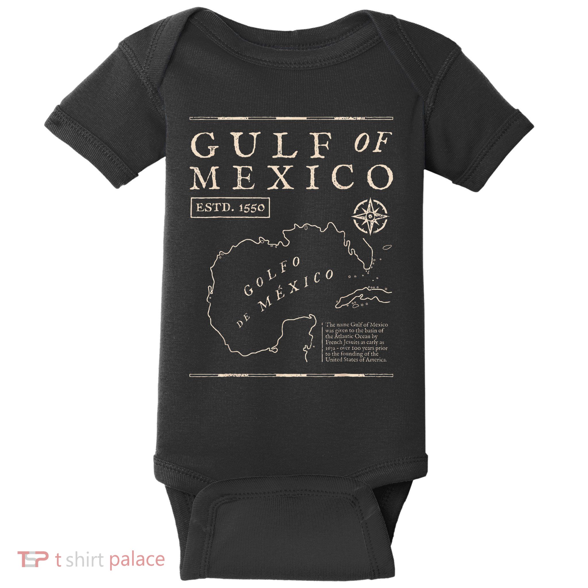 Gulf Of Mexico Est 1550 Historic Map Gulf Of Mexico .Png Baby Bodysuit