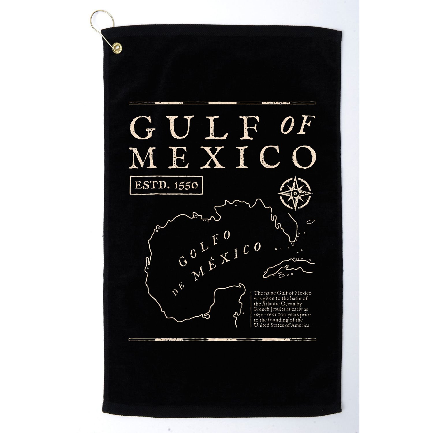 Gulf Of Mexico Est 1550 Historic Map Gulf Of Mexico .Png Golf Towel