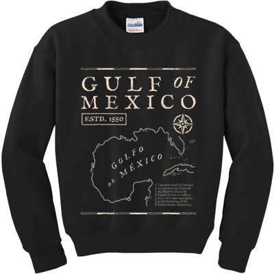 Gulf Of Mexico Est 1550 Historic Map Gulf Of Mexico .Png Kids Sweatshirt