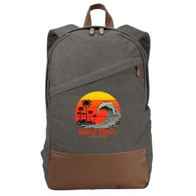 Gulf of Mexico Retro Wave Surf Tropical Beach Vibes Cotton Canvas Backpack