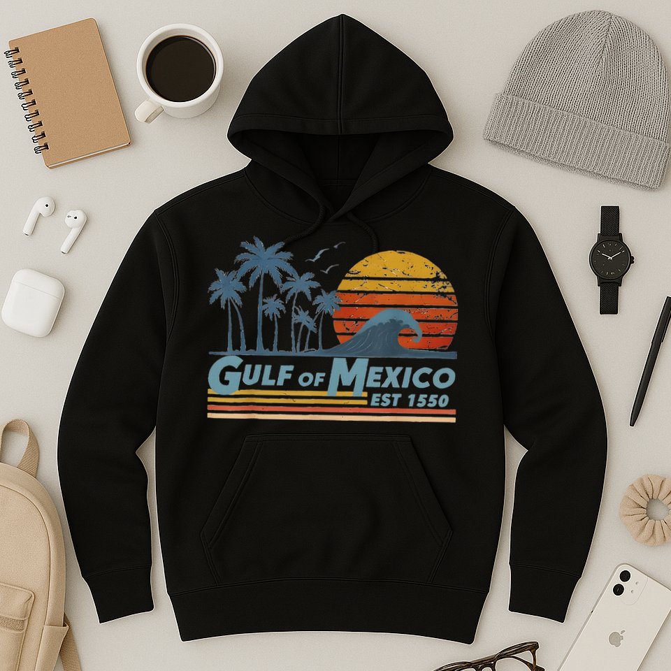 Gulf Of Mexico Since 1550 Retro Vintage Beach Hoodie