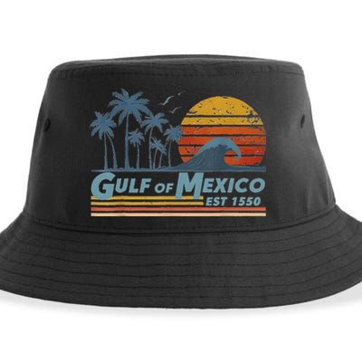 Gulf Of Mexico Since 1550 Retro Vintage Beach Sustainable Bucket Hat