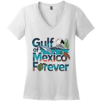 Gulf Of Mexico Forever Marine Wildlife Ocean Conservation Women's V-Neck T-Shirt
