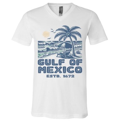 Gulf Of Mexico 1672 Vintage Beach V-Neck T-Shirt