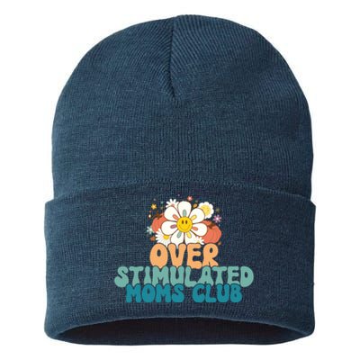 Groovy Overstimulated Moms Club Funny Trendy Mom Sustainable Knit Beanie