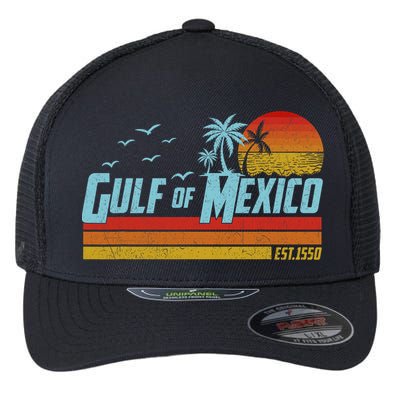 Gulf Of Mexico Est 1550 Retro Vintage Beach Flexfit Unipanel Trucker Cap