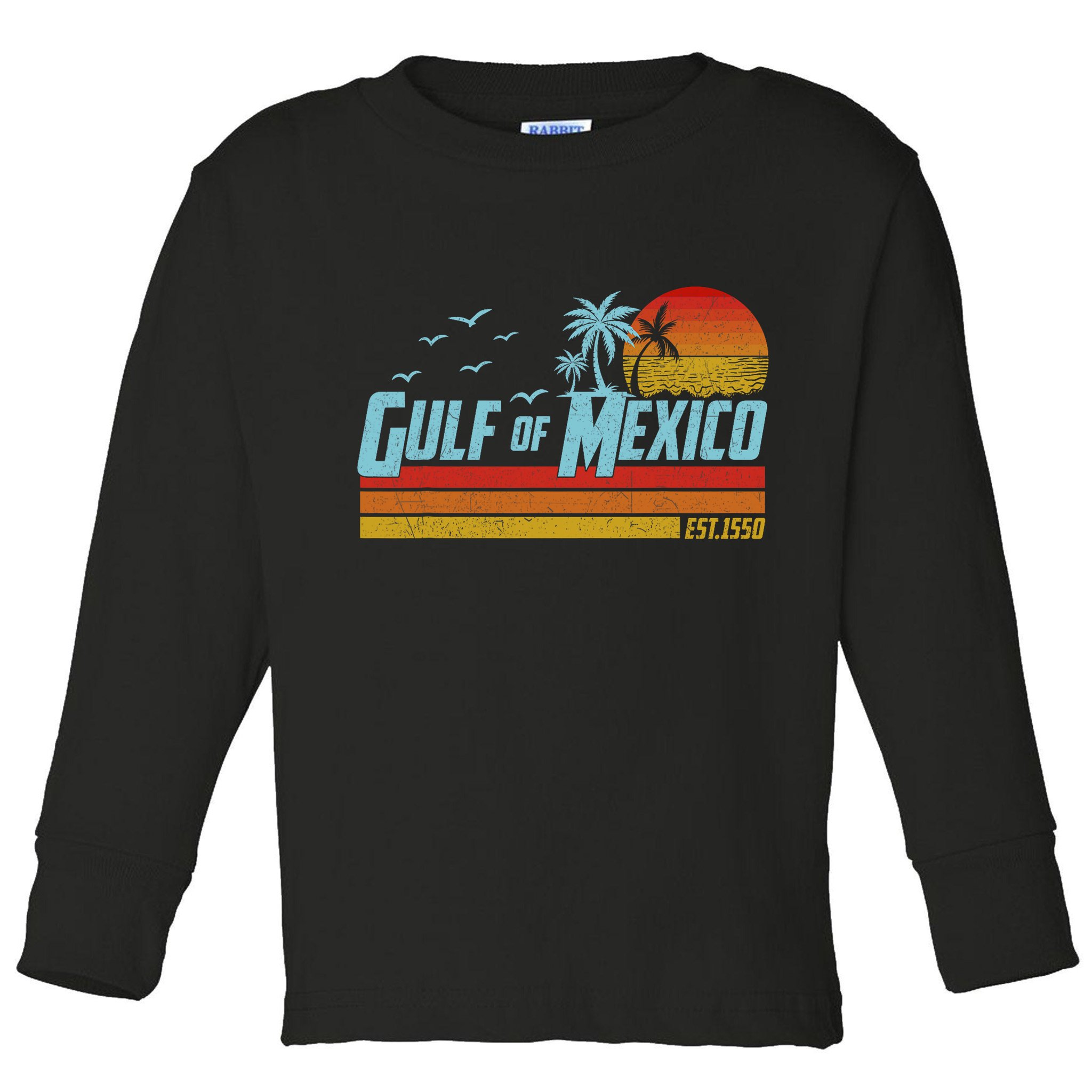 Gulf Of Mexico Est 1550 Retro Vintage Beach Toddler Long Sleeve Shirt